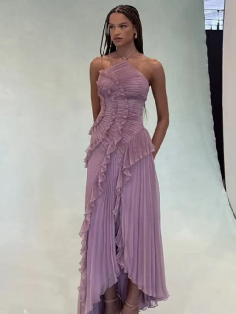 Halter Off-Shoulder Beach Maxi Dress VestiVogue Lavender L