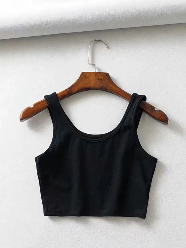 Sleeveless Cotton Summer Crop Top VestiVogue