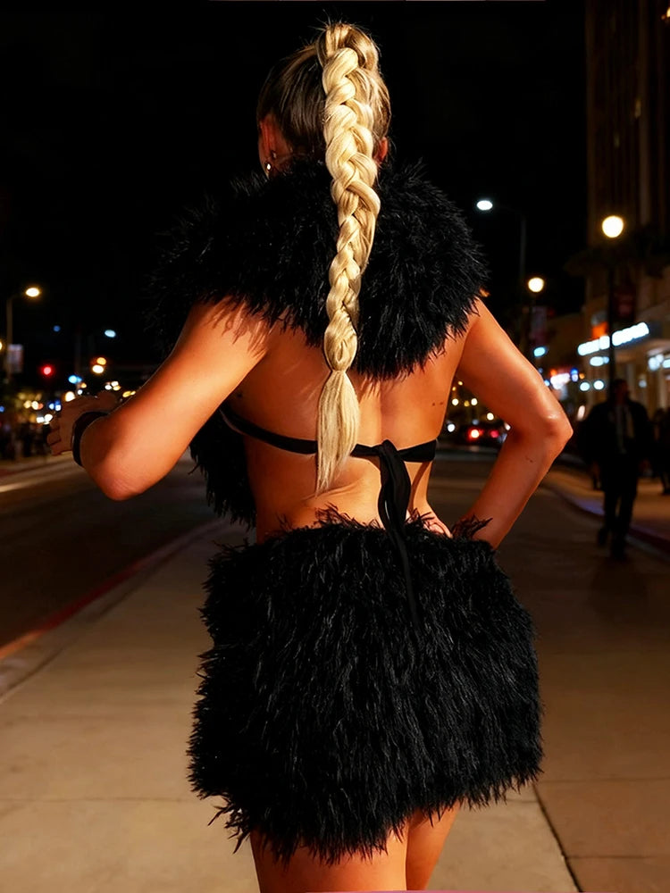 Hooded Lace-Up Crop Top & Peach Mini Skirt Set VestiVogue