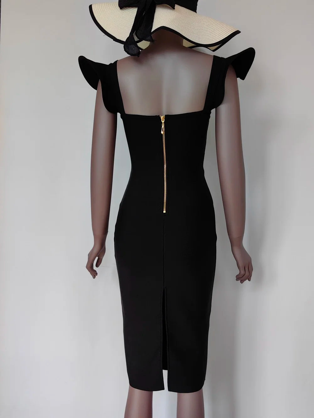 Black Ruffle Bandage Bodycon Dress VestiVogue