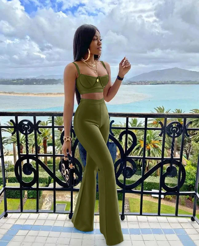 Blue Bandage Bodycon Two-Piece Set VestiVogue