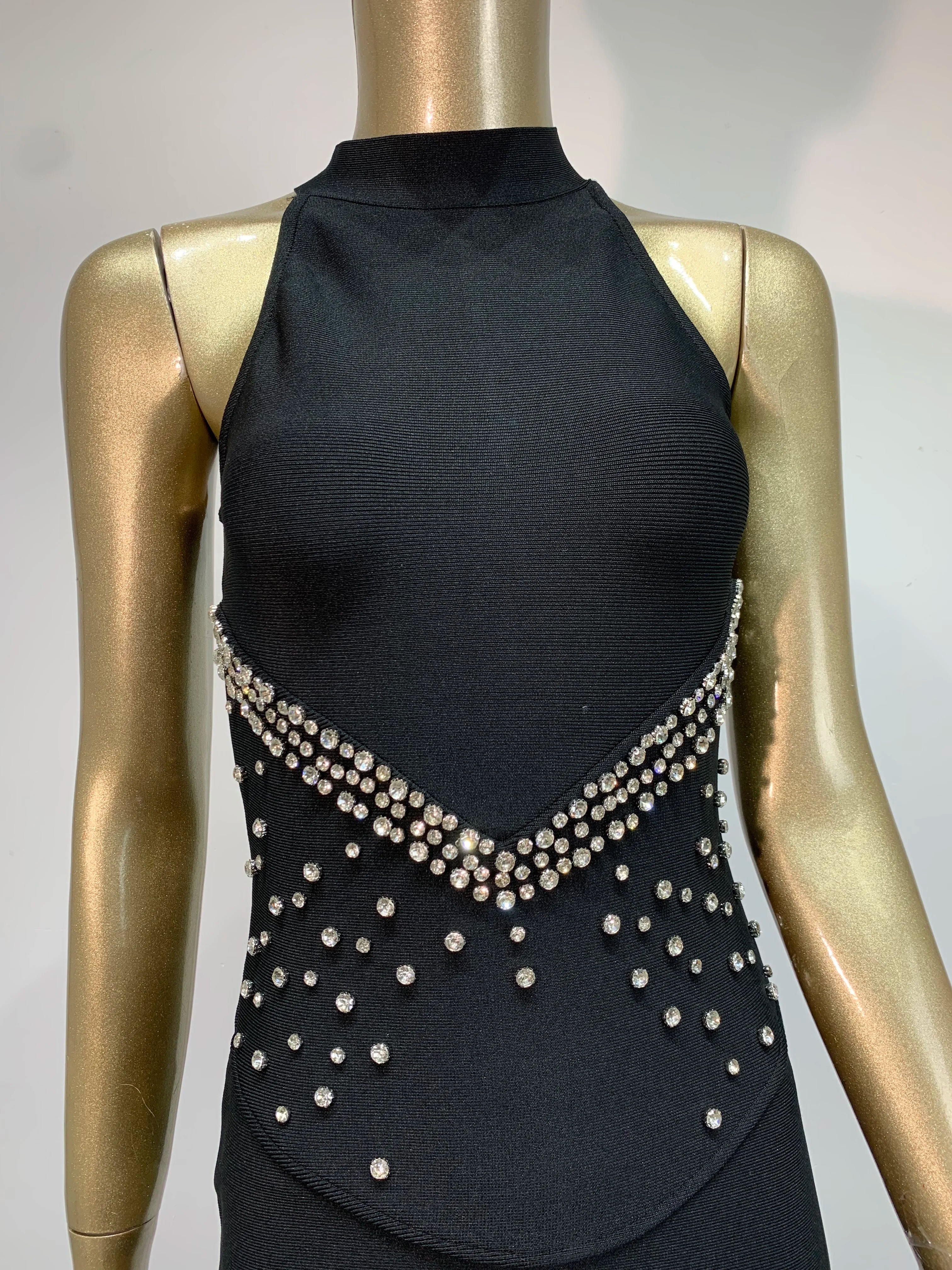 Elegant Beaded Black Maxi Bodycon Dress with Turtleneck VestiVogue