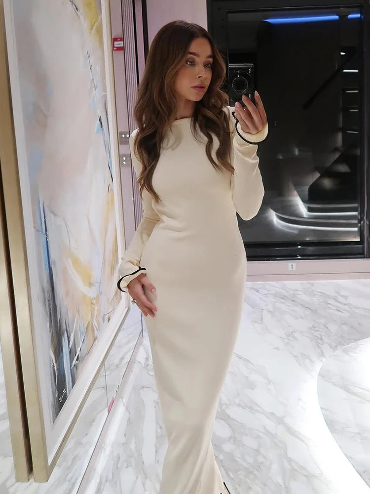 Fungus Contrast Knitted Mini Dress for Women VestiVogue