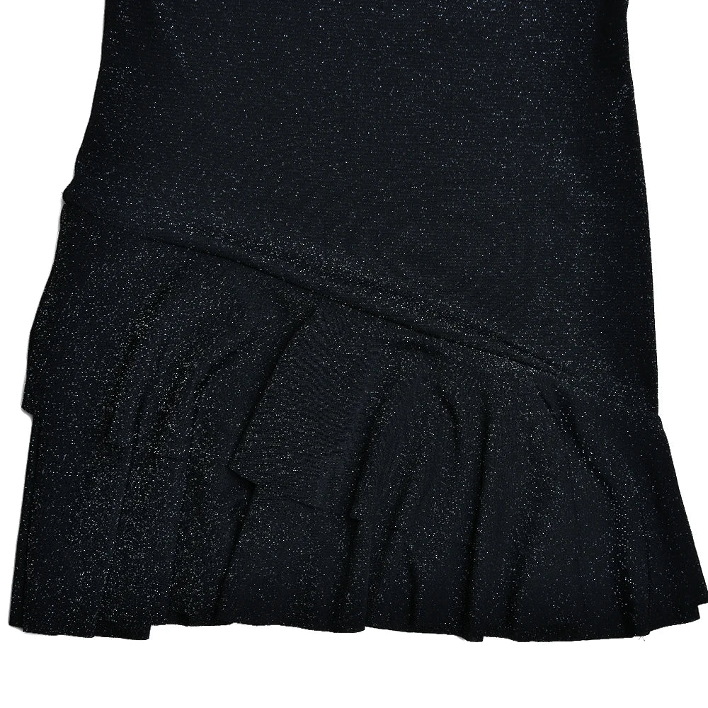 Deep V Silk Ruffled Mini Dress VestiVogue