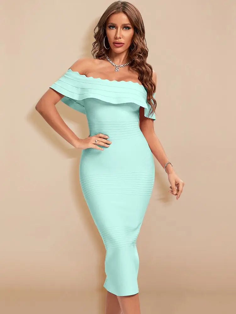 Luxury Red Bandage Dress with Ruffles VestiVogue Mint XS