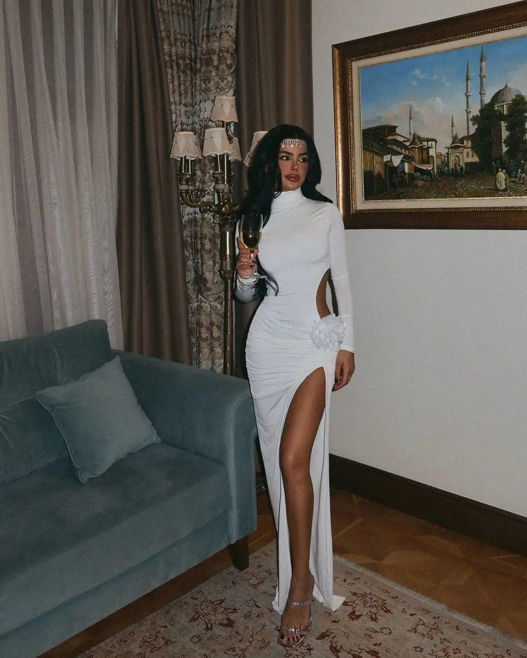 Elegant 3D Floral Bodycon Evening Dress VestiVogue