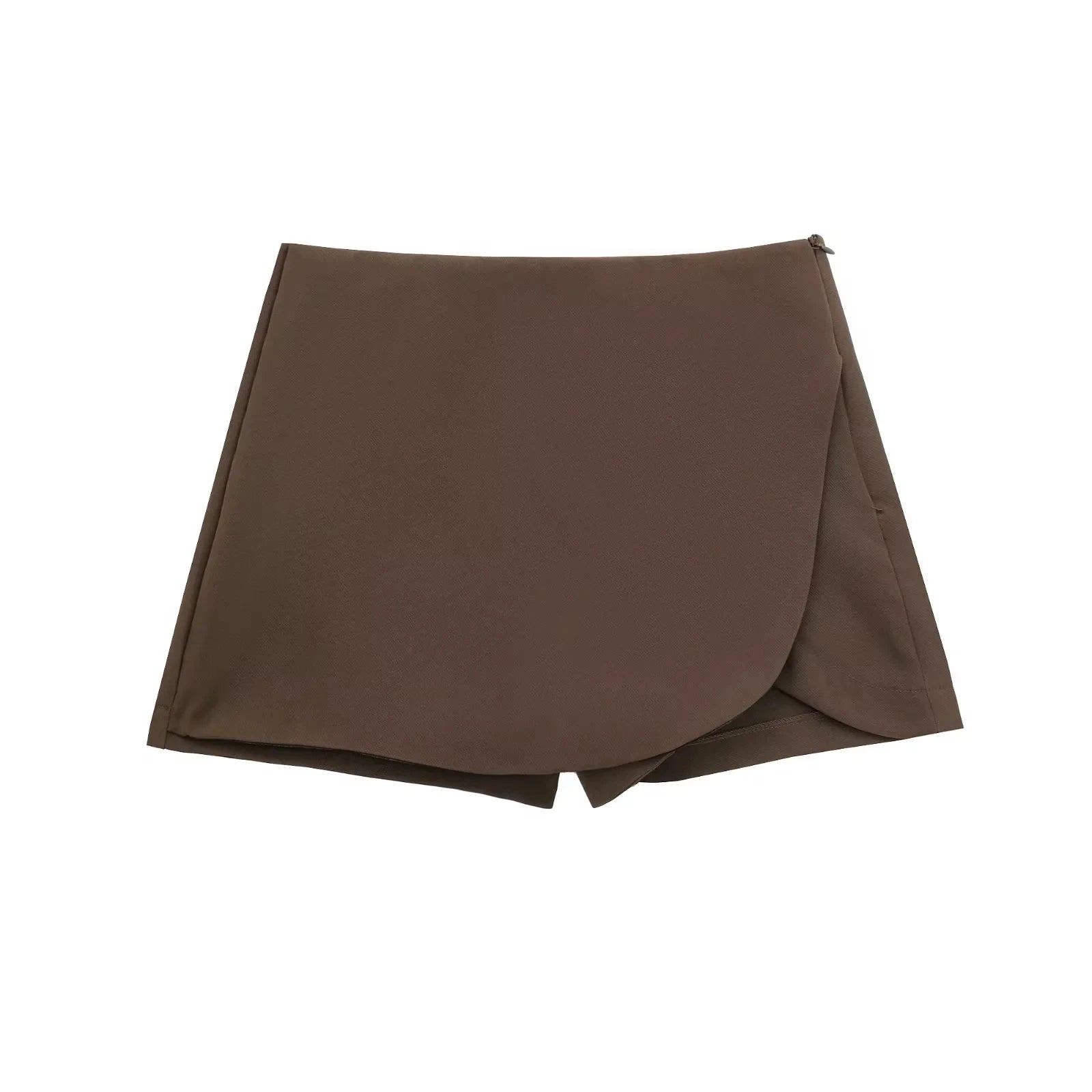 High Waist Asymmetric Skort VestiVogue M Brown