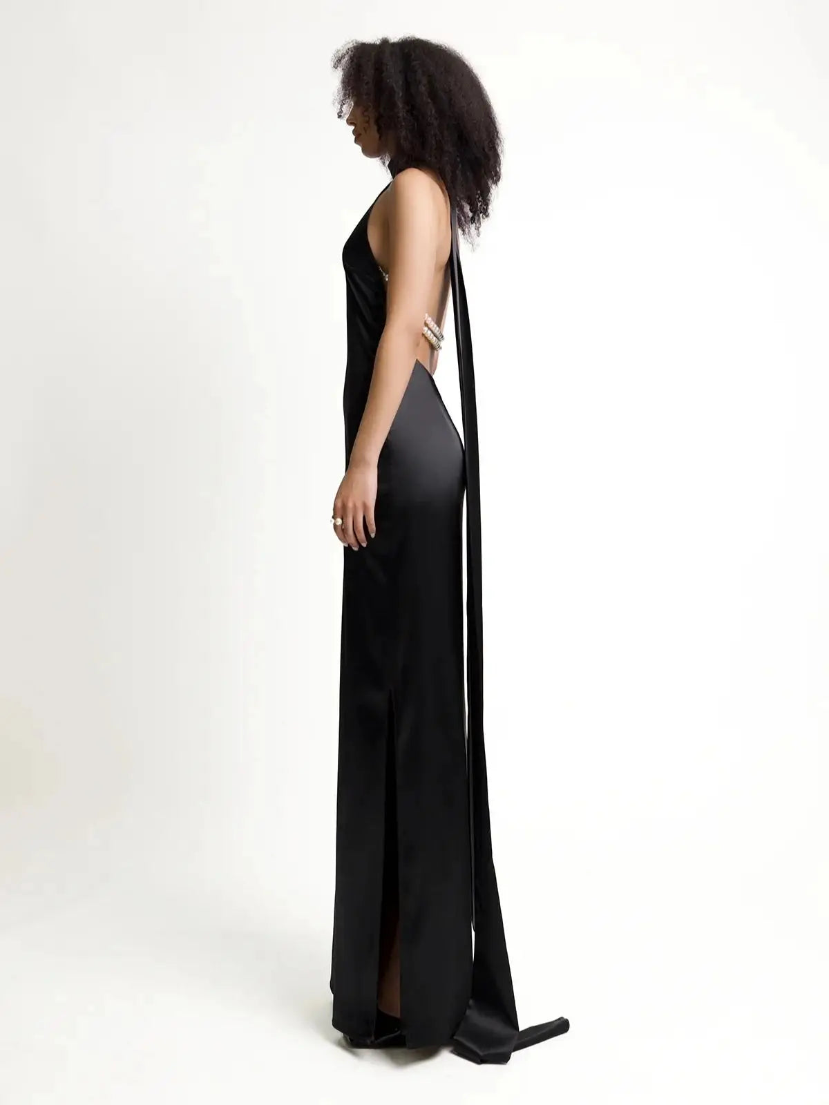 Backless Maxi Dress with neck strap VestiVogue