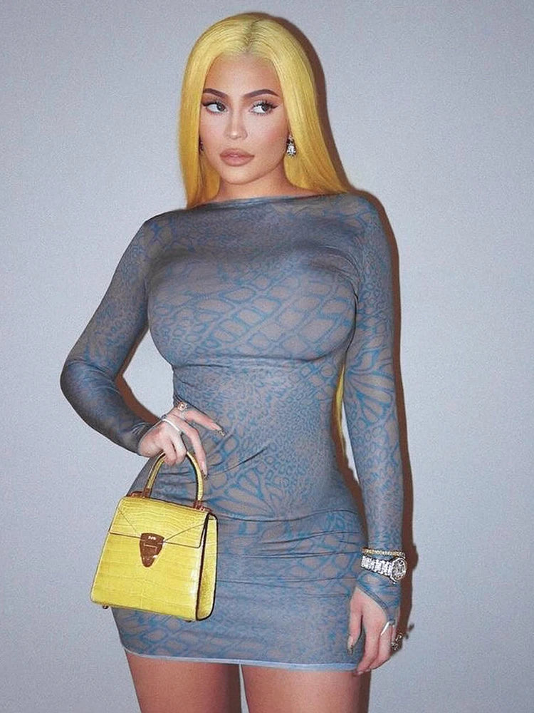 Chic Panelled Print Mini Dress with O-neck and Full Sleeves VestiVogue