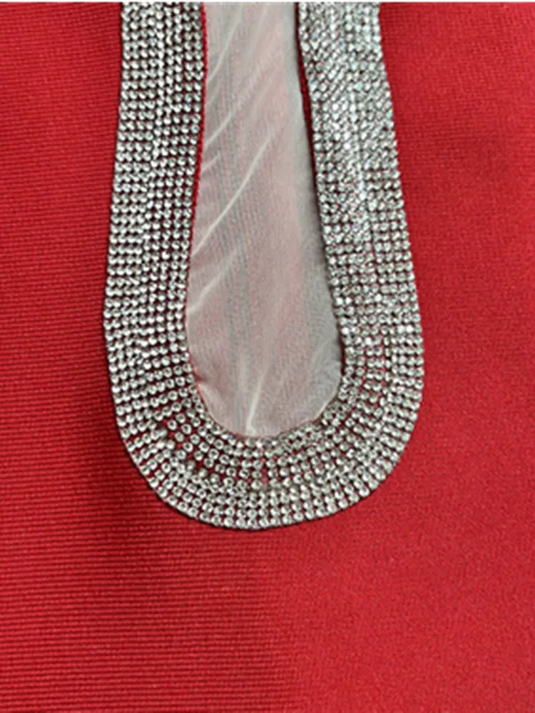 Red Diamonds Sleeveless Mini Bandage Dress VestiVogue