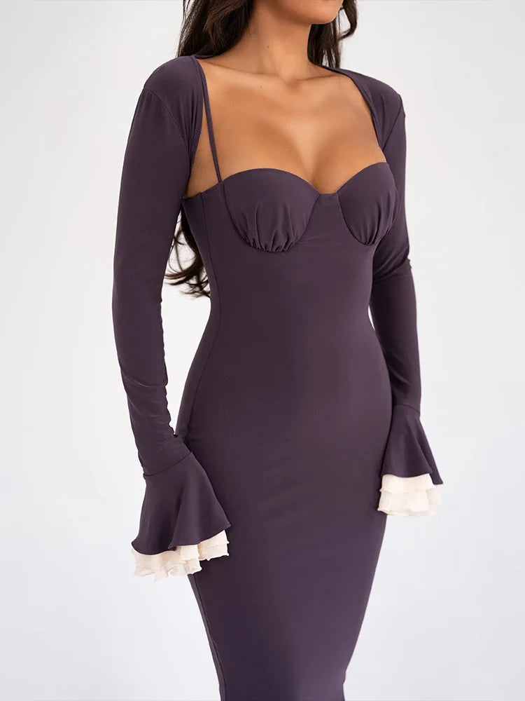 Flare Sleeve Bodycon Party Dress