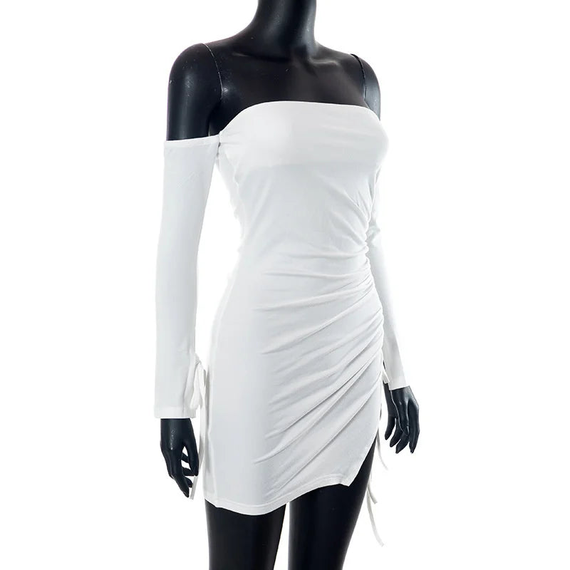 Sheer Elegance Off-Shoulder Mini Dress