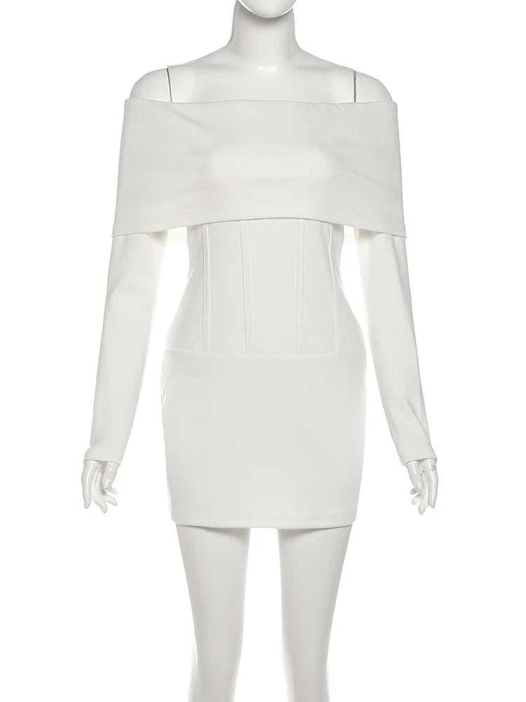 Peach Off-Shoulder Backless Bodycon Mini Dress VestiVogue