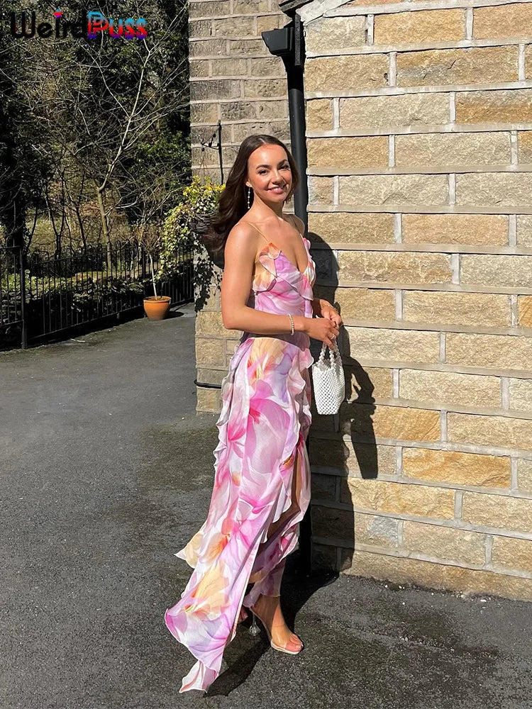 Irregular Tassel Backless Maxi Dress VestiVogue