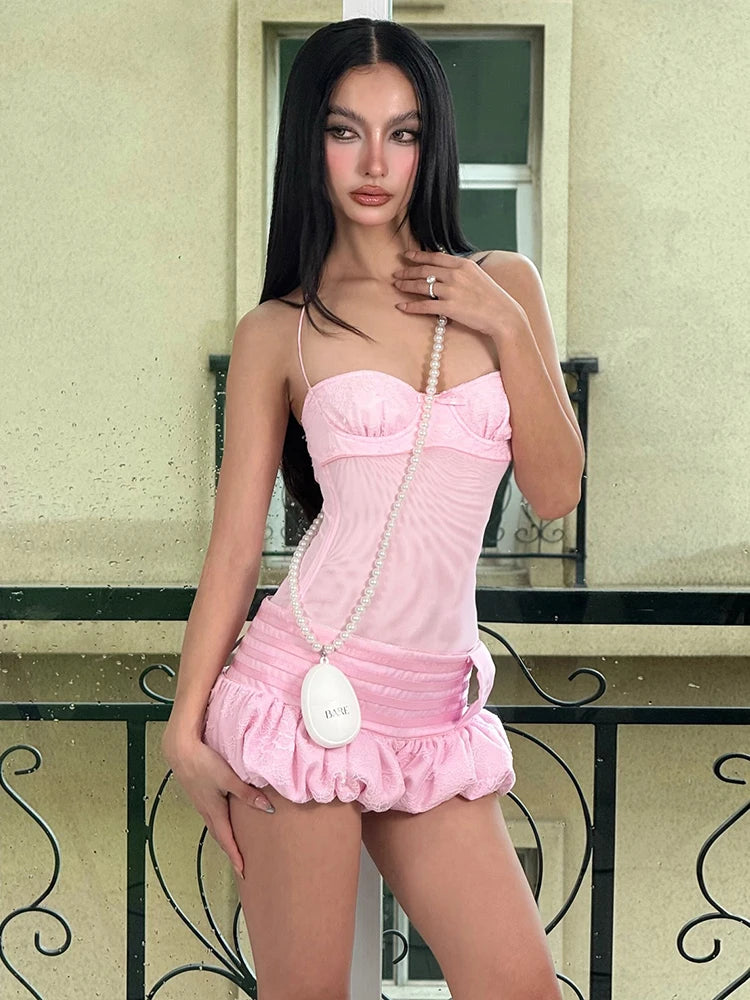 Chic Strapless Bow Mini Dress with Backless Elegance VestiVogue