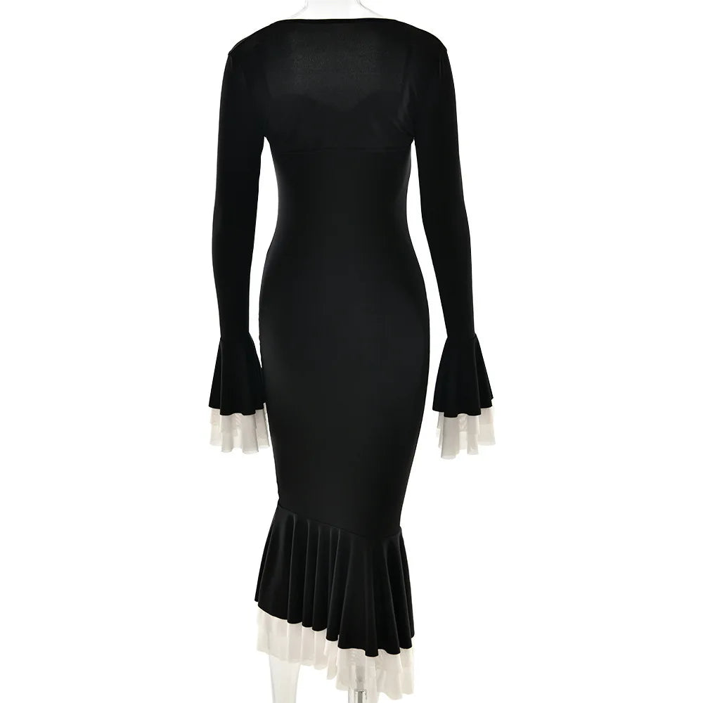 Flare Sleeve Bodycon Party Dress