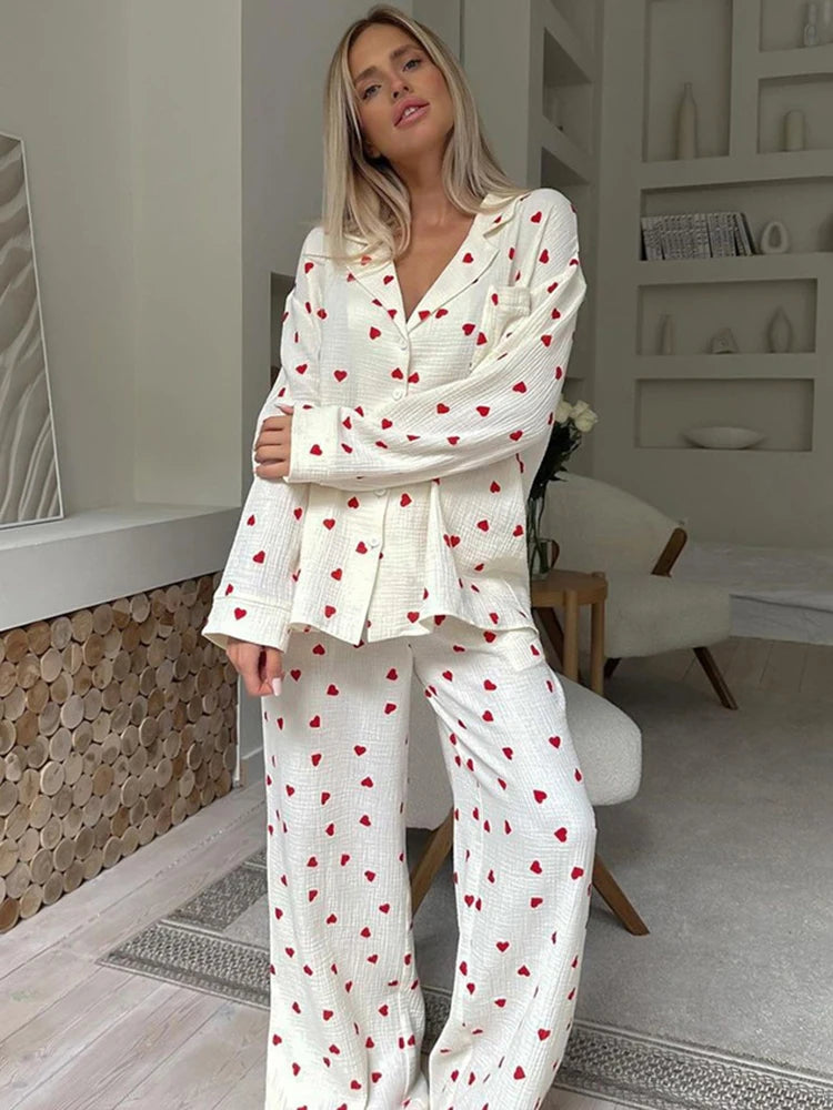 Love Print Loose Pajama Set VestiVogue