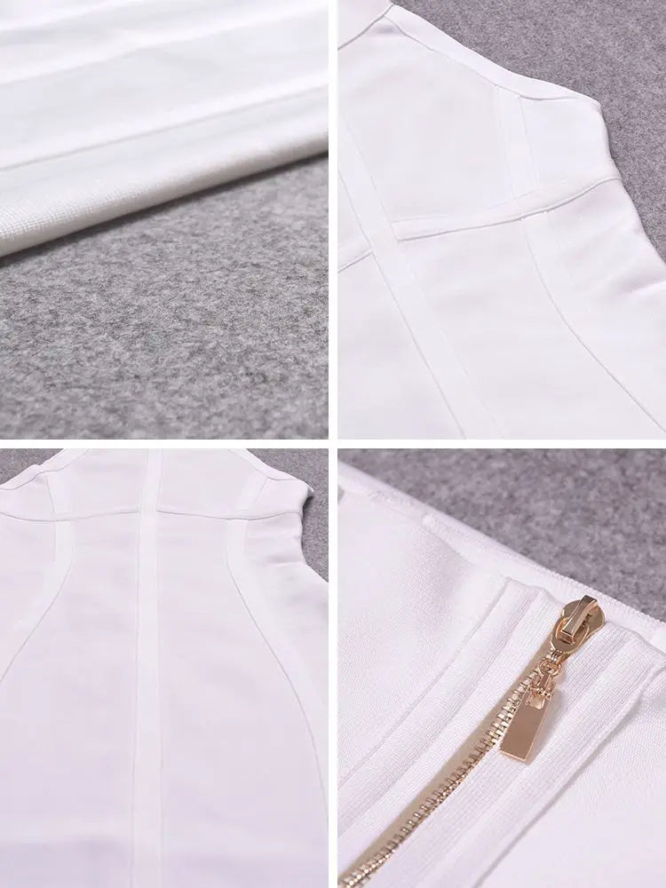 Sexy White Turtleneck Bandage Dress VestiVogue