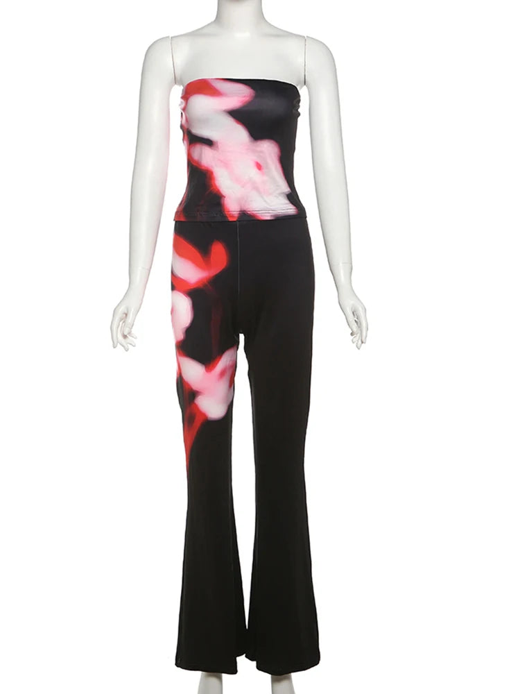 Patchwork Off Shoulder Two-Piece Set VestiVogue