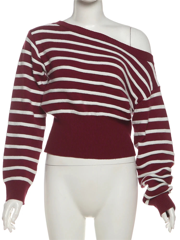Asymmetrical Collar Striped Pullover Sweater VestiVogue