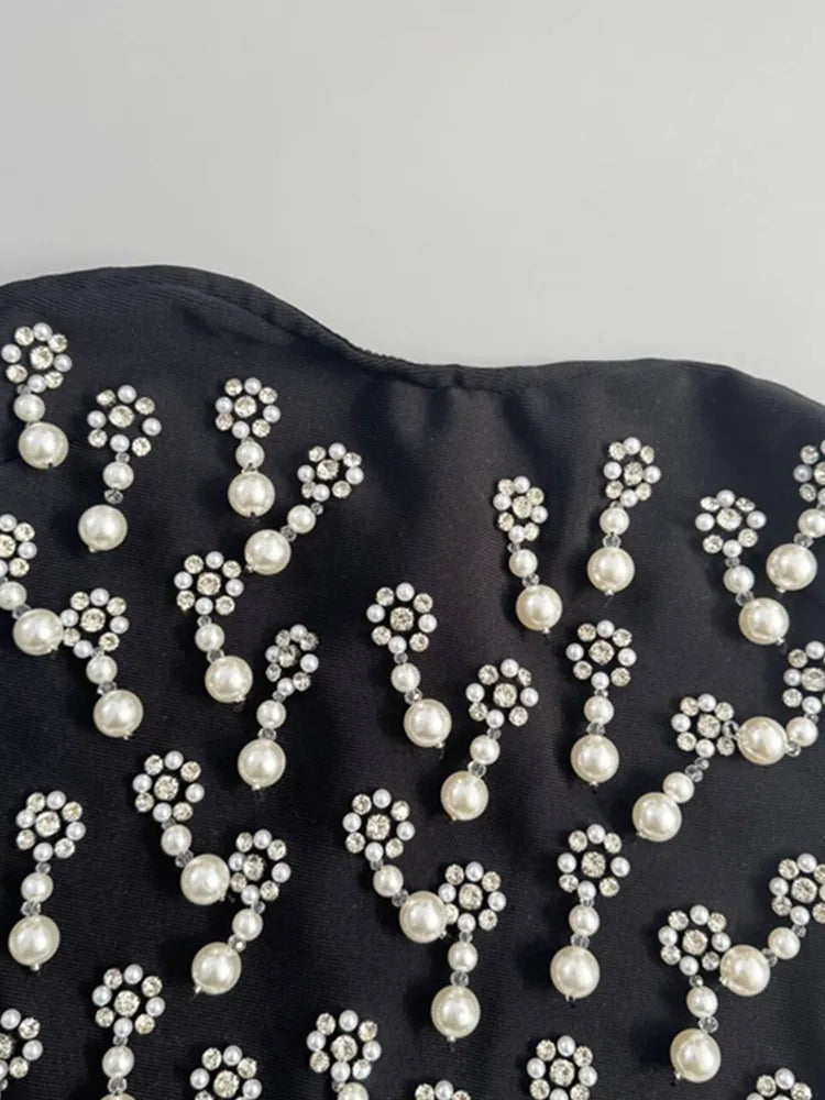 Strapless Beaded Black Bodycon Mini Dress VestiVogue