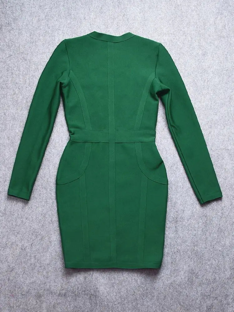 Vivid V-Neck Zippered Sheath Mini Dress VestiVogue