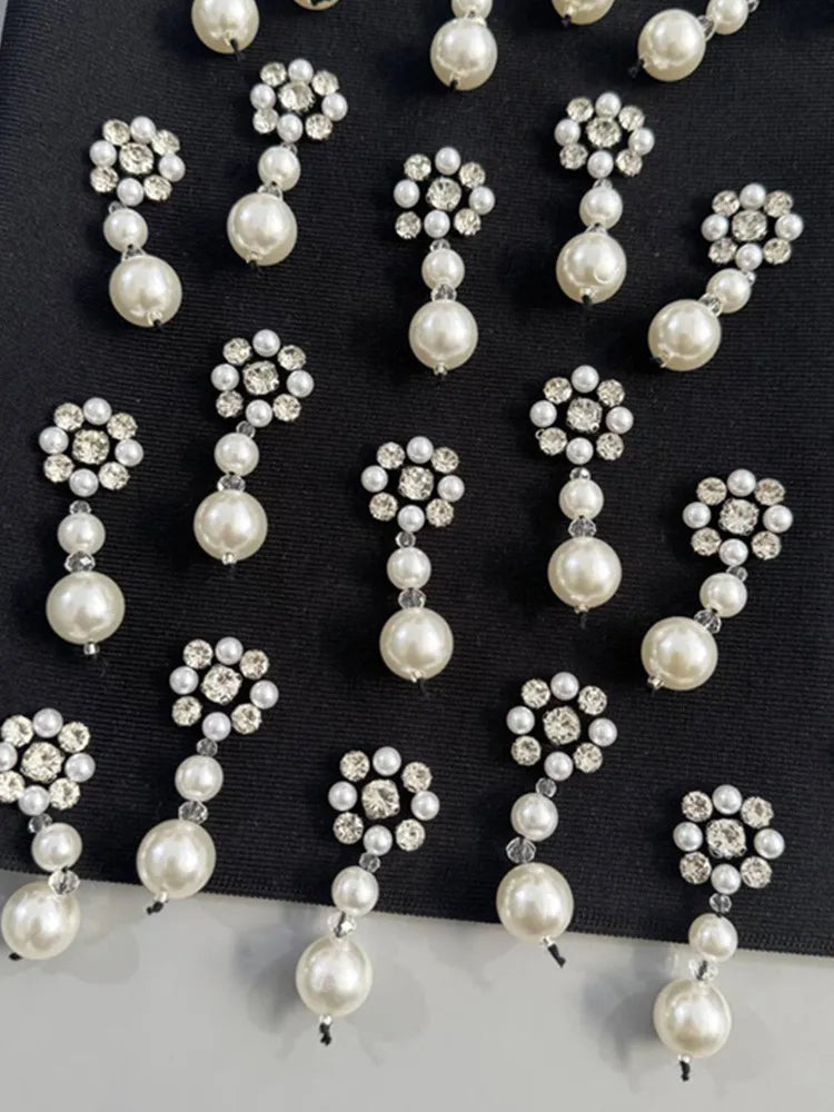 Strapless Beaded Black Bodycon Mini Dress VestiVogue