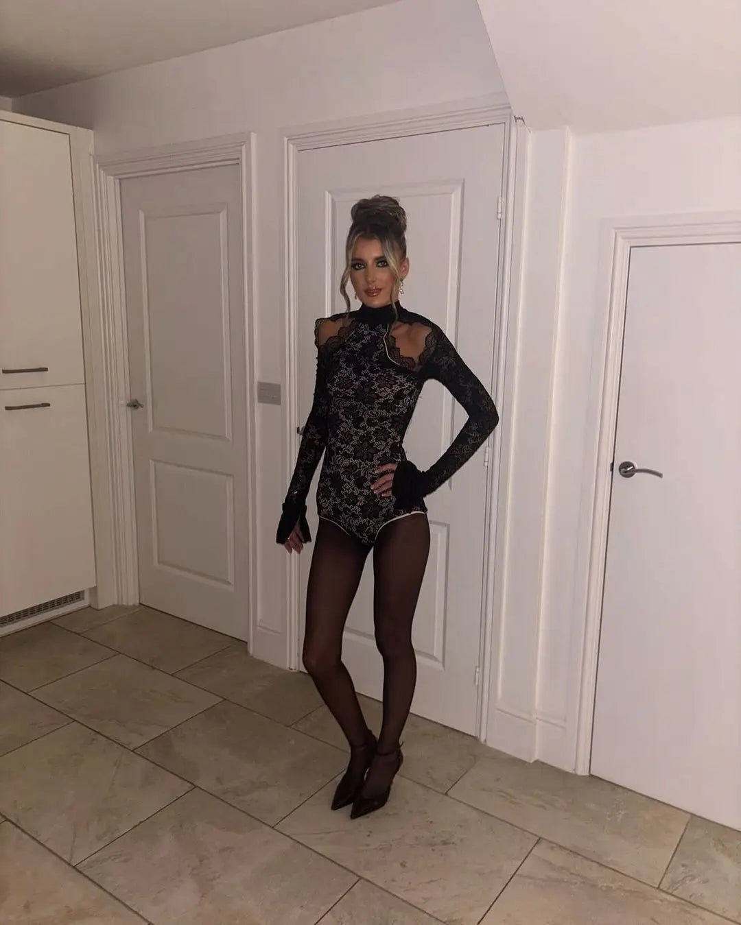 Lace Dream Long Sleeved Playsuit VestiVogue