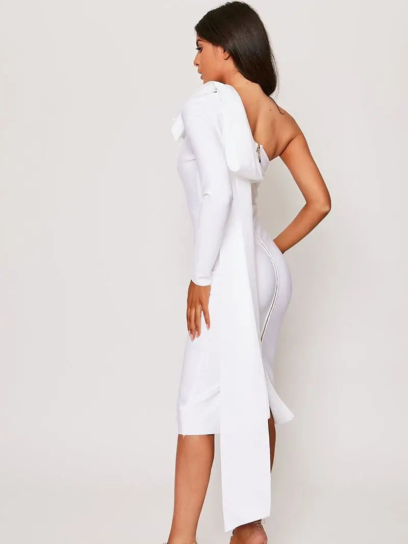 Asymmetrical One Sleeve Bandage Dress VestiVogue
