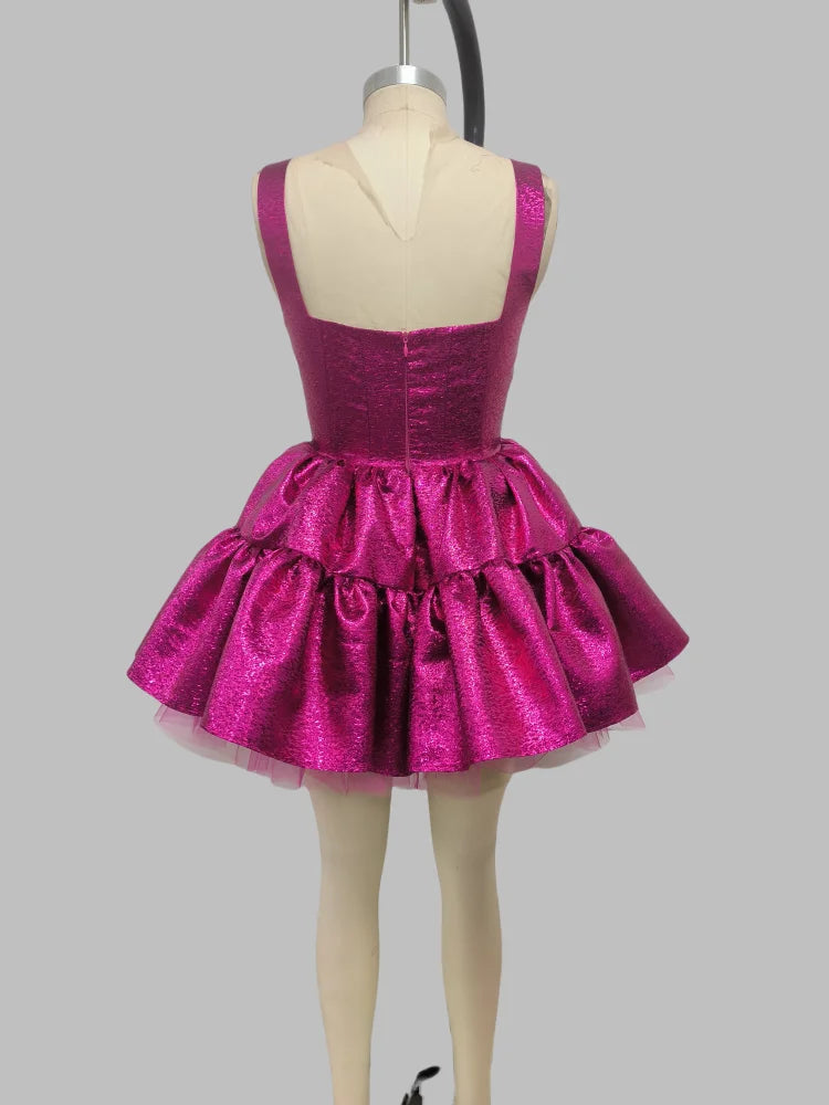 Hot Pink Lace Mini Tutu Dress VestiVogue