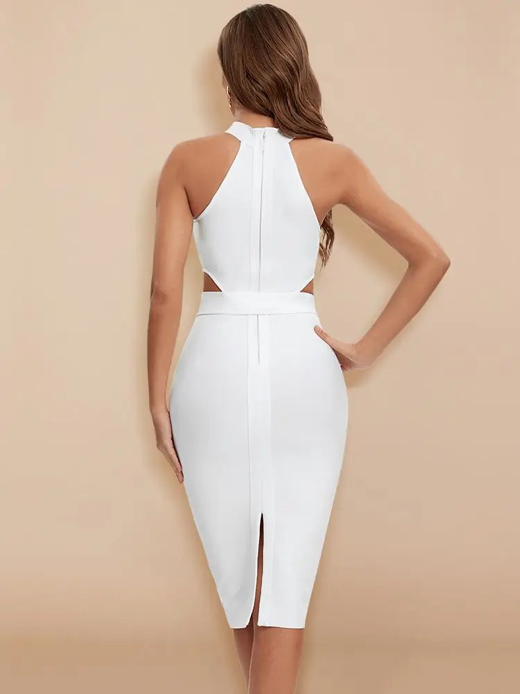 Hollow Out Bodycon Halter Dress VestiVogue
