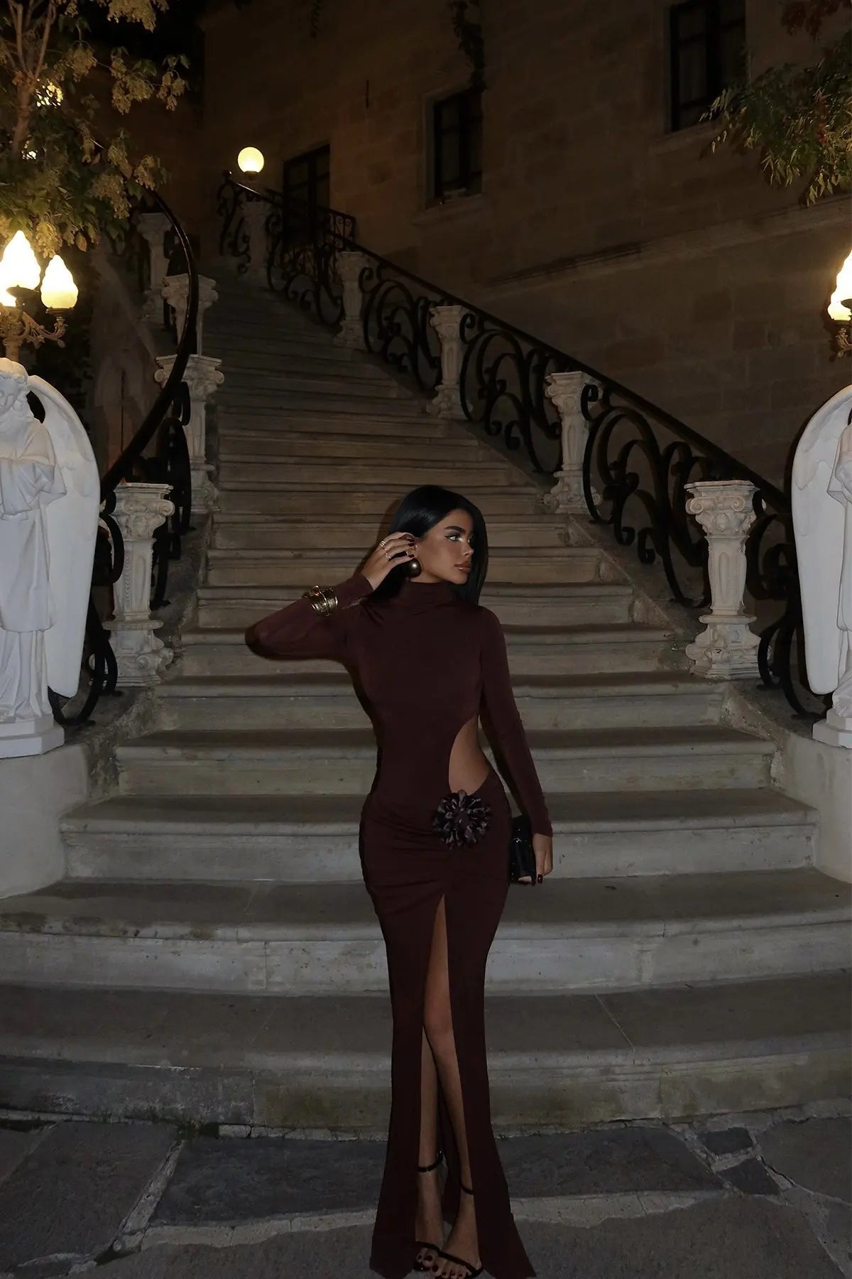 Elegant 3D Floral Bodycon Evening Dress VestiVogue