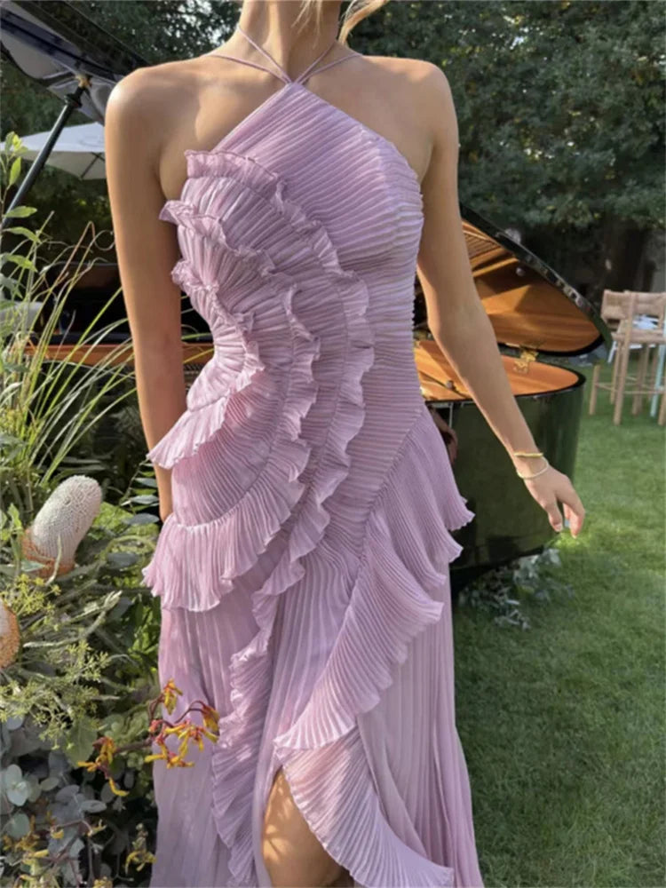 Halter Off-Shoulder Beach Maxi Dress VestiVogue