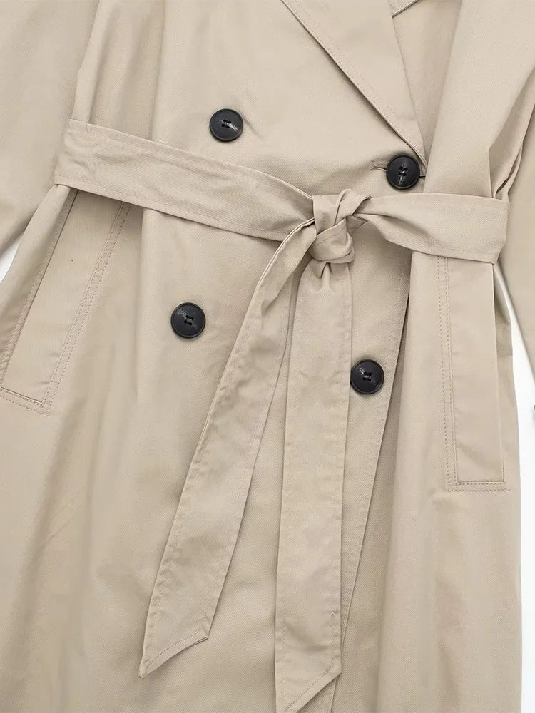 Double Breasted Trench Coat with Belt VestiVogue