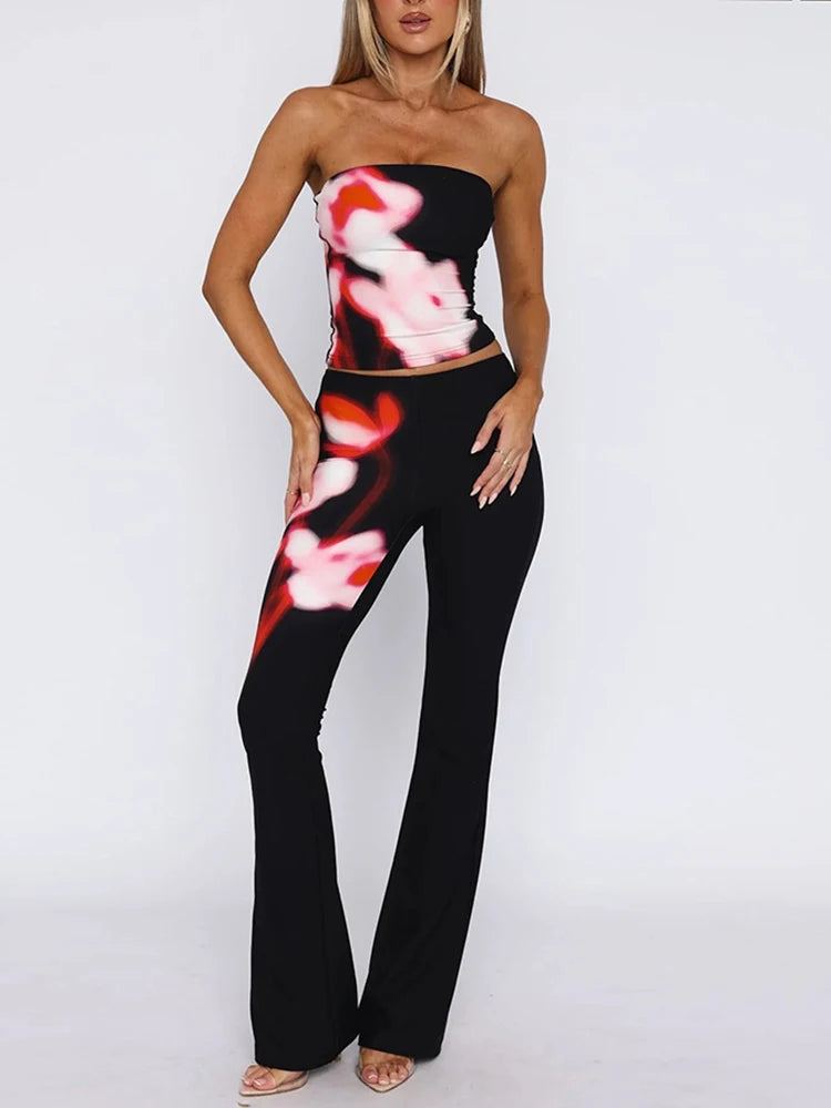 Patchwork Off Shoulder Two-Piece Set VestiVogue