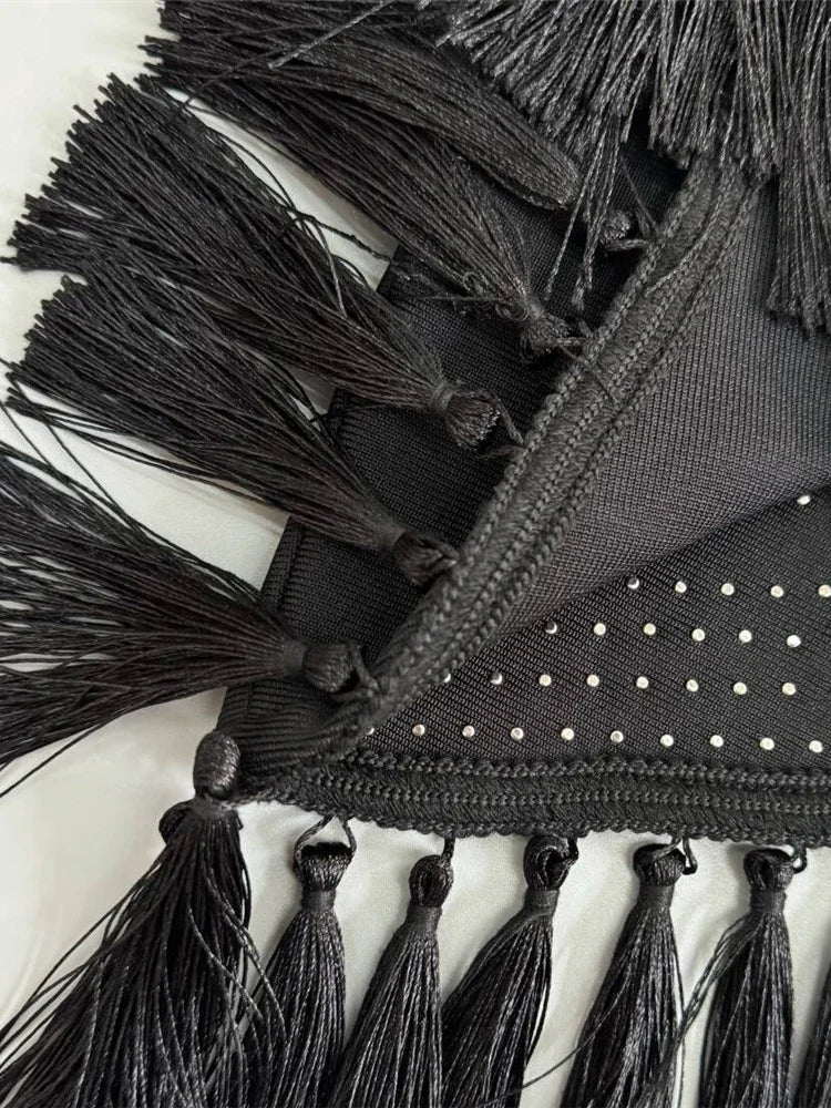 Halter Neck Backless Beaded Midi Dress VestiVogue