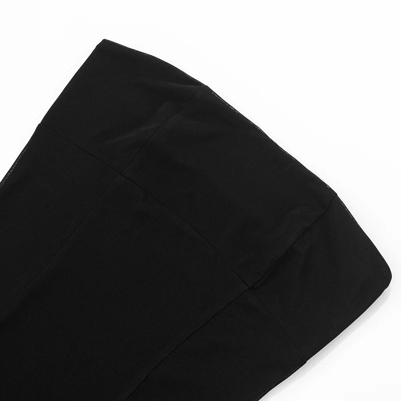 Strapless Backless Mesh Patchwork Dress with Waist Definition VestiVogue