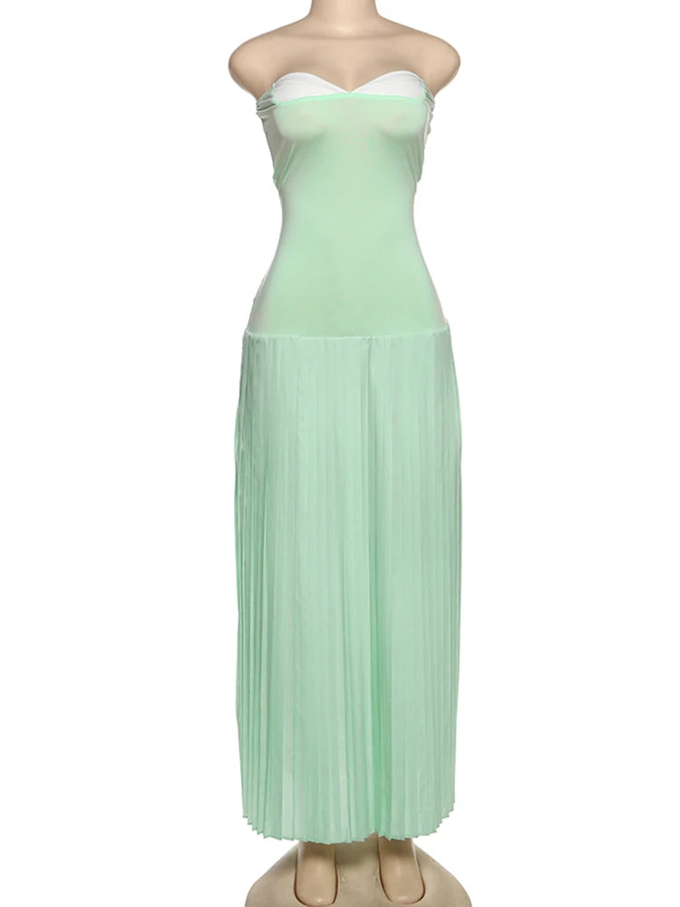 Patchwork Strapless Bodycon Dress VestiVogue