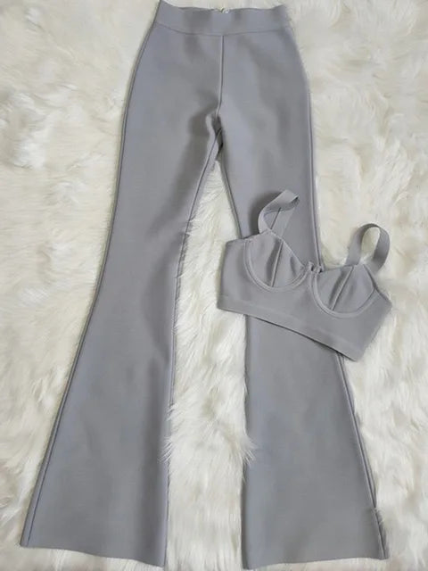 Blue Bandage Bodycon Two-Piece Set VestiVogue GRAY S