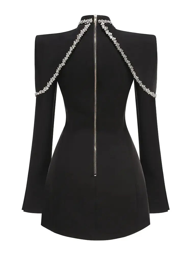 Crystal Black Mini Bodycon Dress VestiVogue