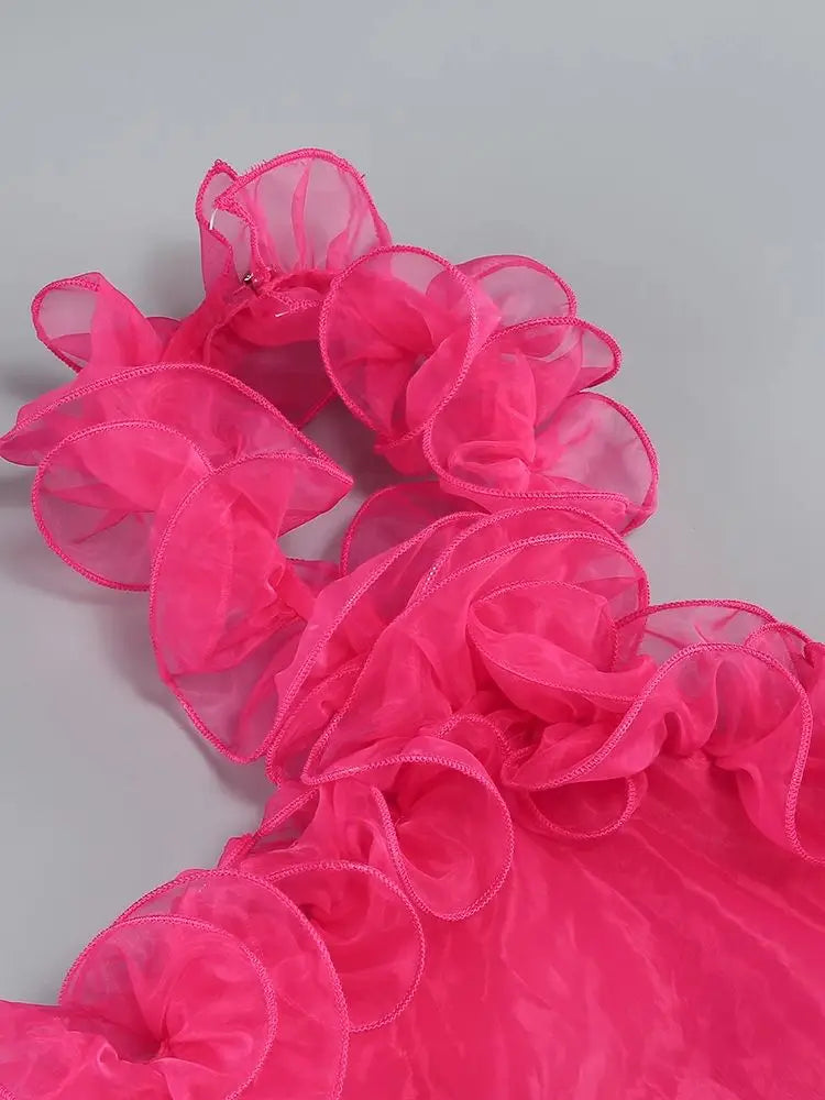 Luxe Lace Halter Mini Dress for Elegant Evenings VestiVogue