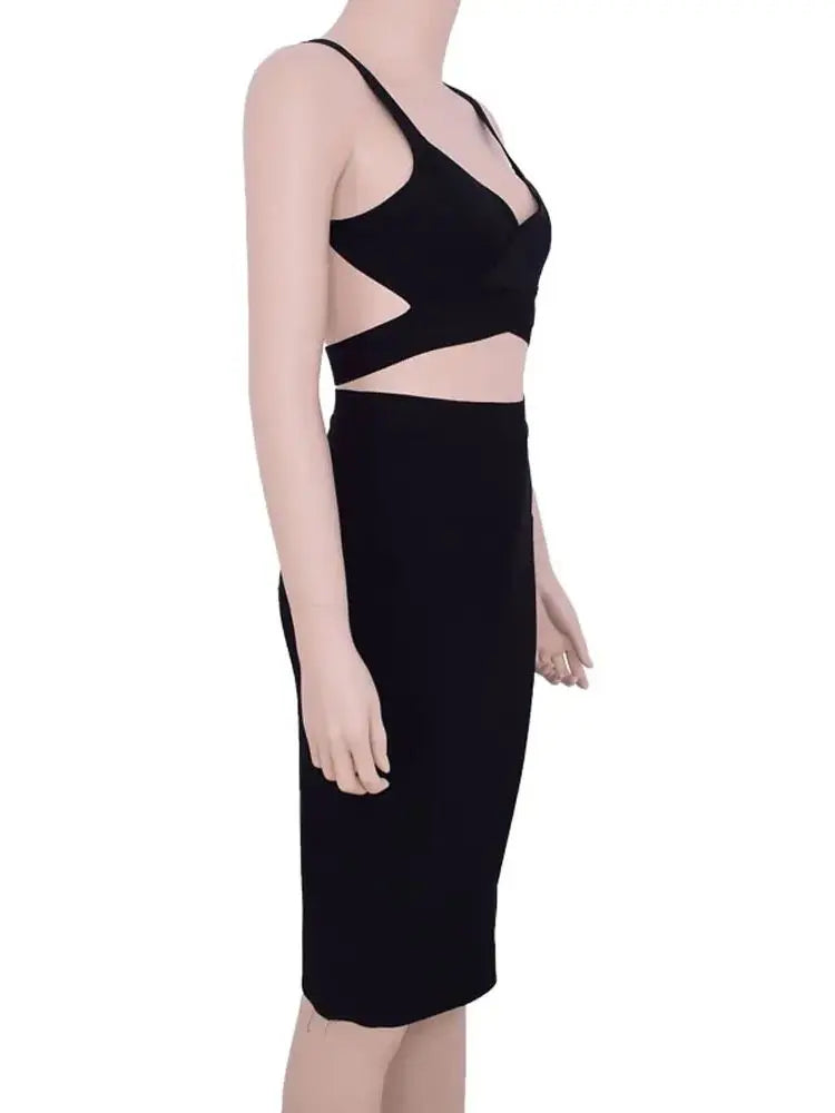 Sexy V-Neck Spaghetti Strap Two-Piece Dress Set VestiVogue