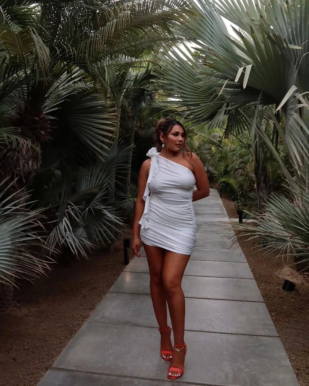 One-Shoulder 3D Flower Mini Dress VestiVogue