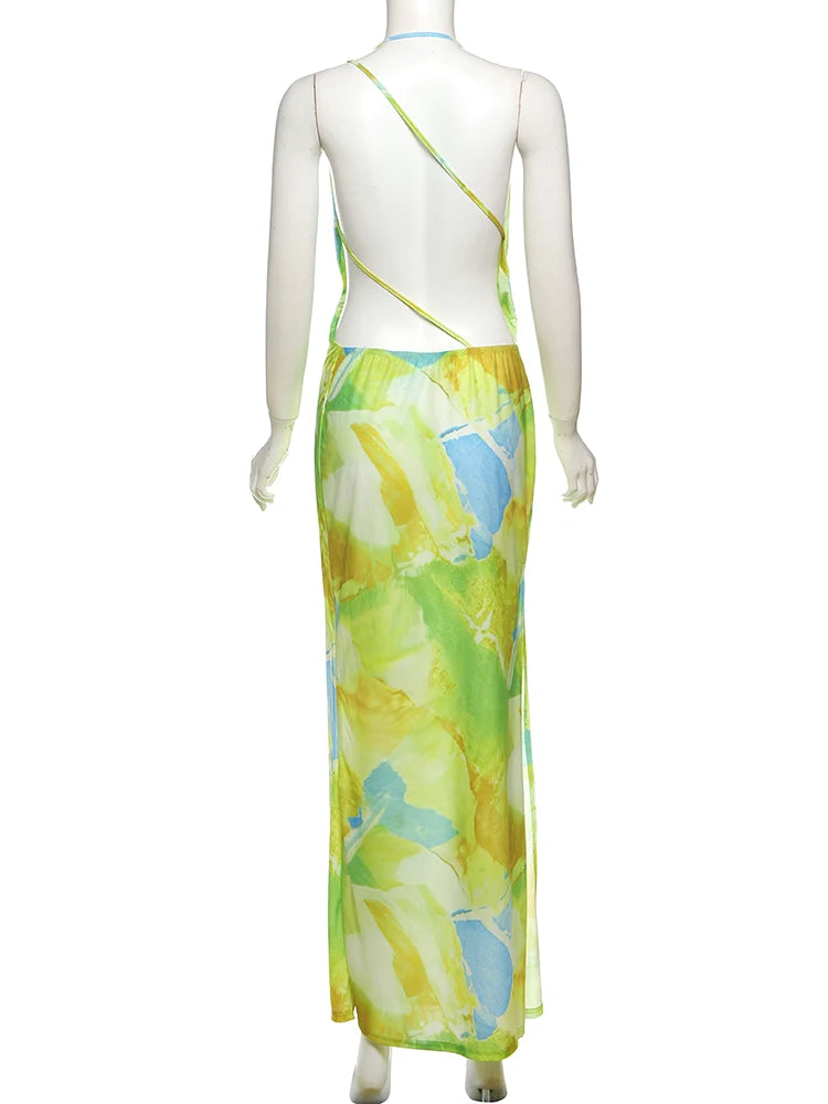 Elegant Leopard Print Backless Maxi Dress VestiVogue