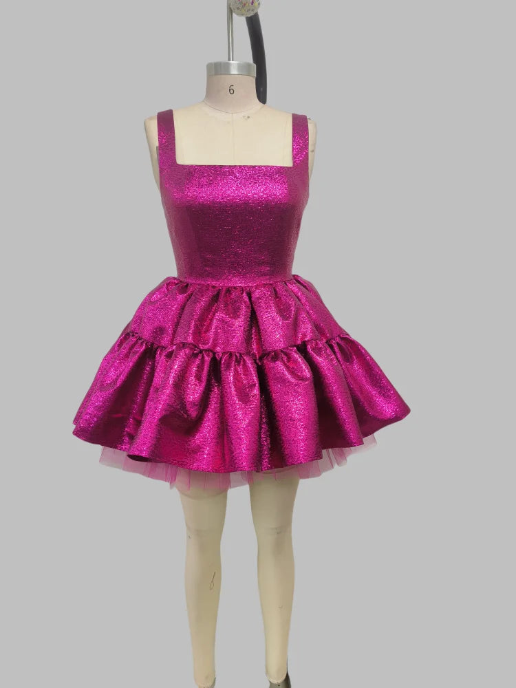 Hot Pink Lace Mini Tutu Dress VestiVogue