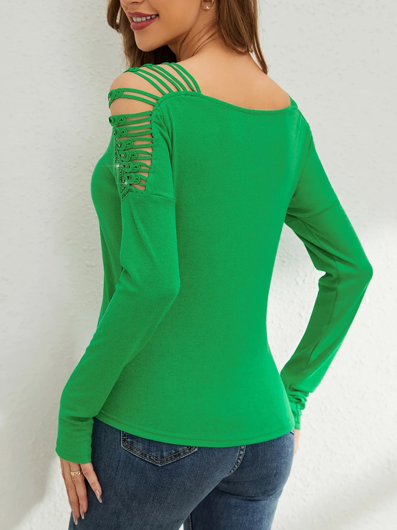 Autumn Patchwork V-Neck Long Sleeve T-Shirt VestiVogue