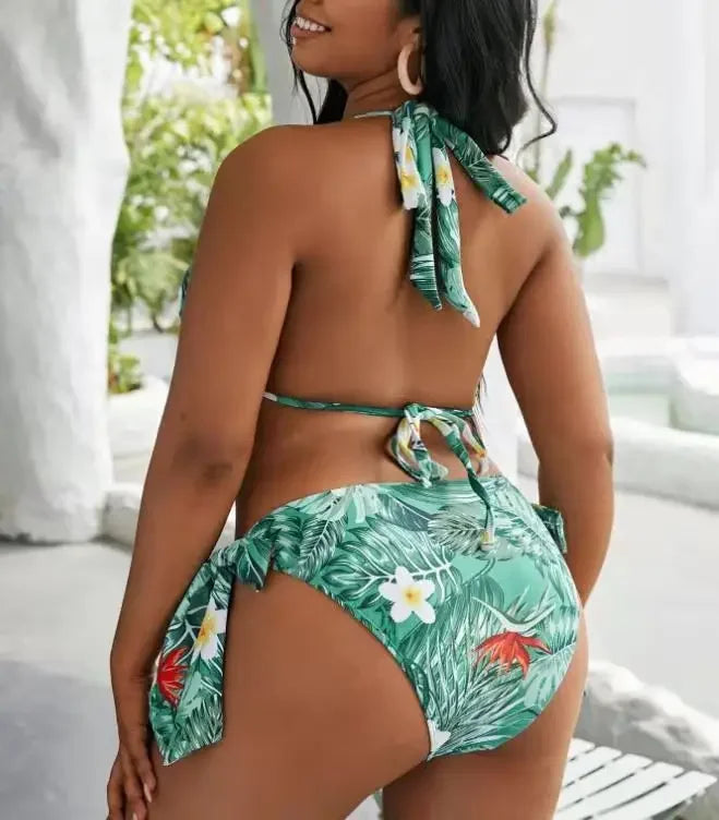 Plus Size Retro Bikini Set VestiVogue