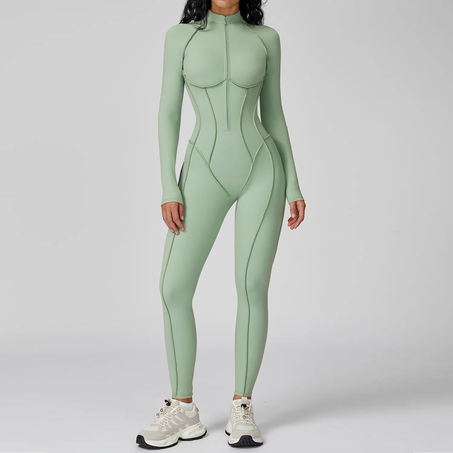 Chic Long-Sleeved Jumpsuit in High-Quality Polyester VestiVogue green 9771 XL