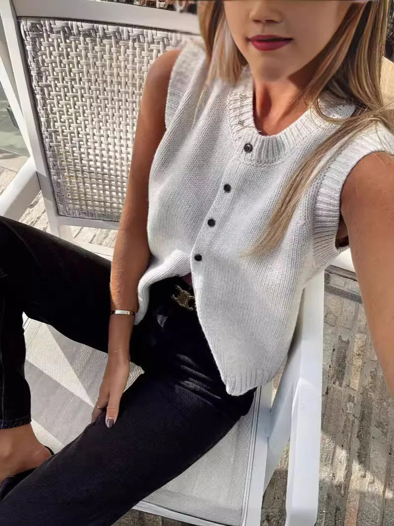 Autumn Knitted Sleeveless Vest Top VestiVogue