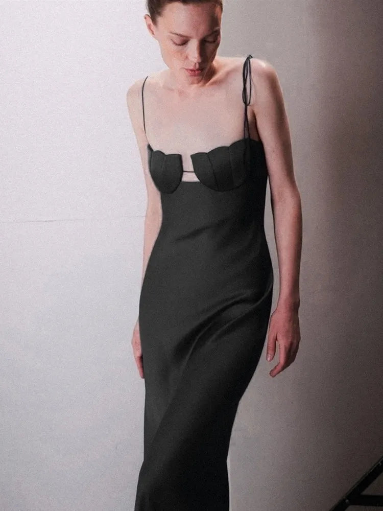 Yellow and Black Sleeveless Maxi Dress VestiVogue black XS